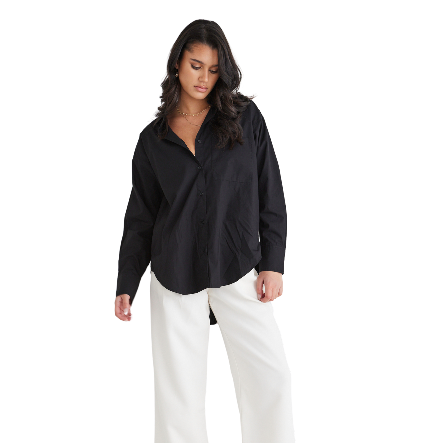 California Black Poplin Oversized Shirt