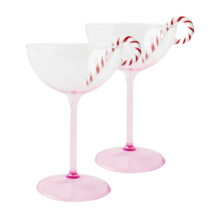 Candy Cane Coupe Glass 2P Set