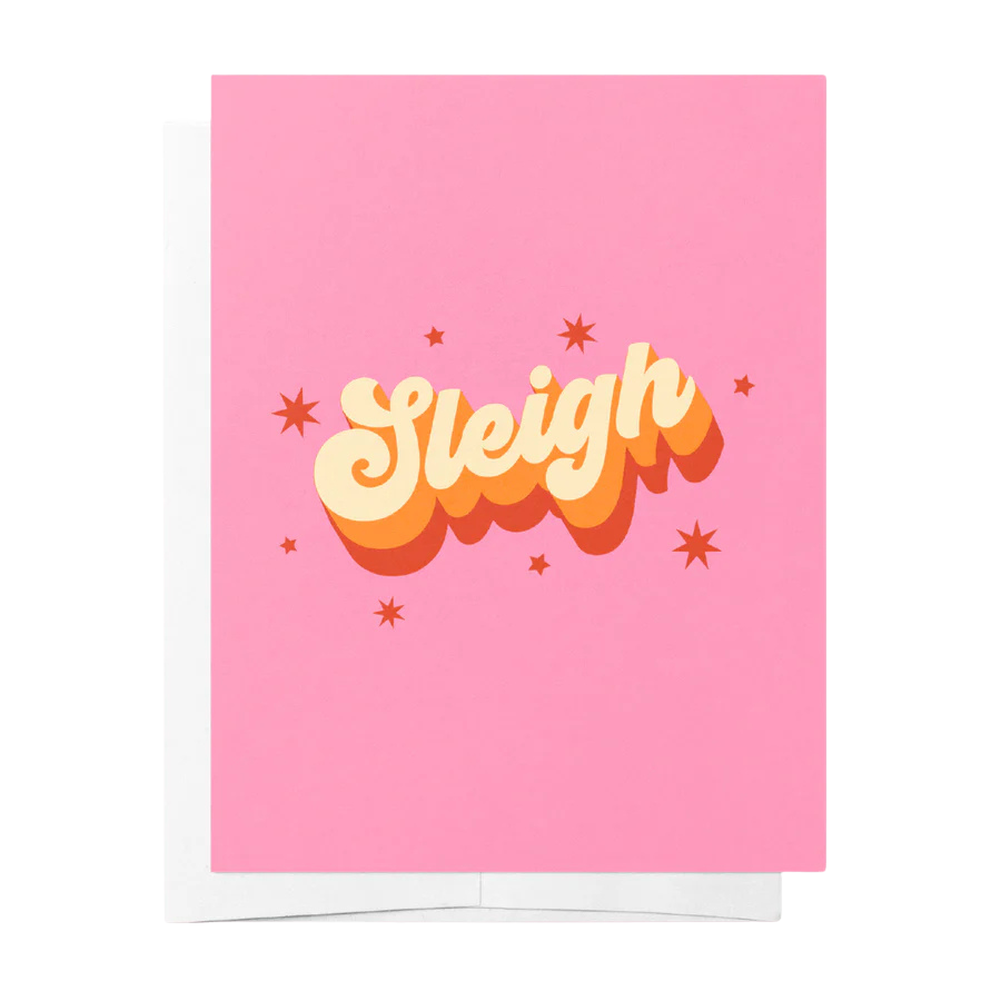 Sleigh - Christmas Card Pink