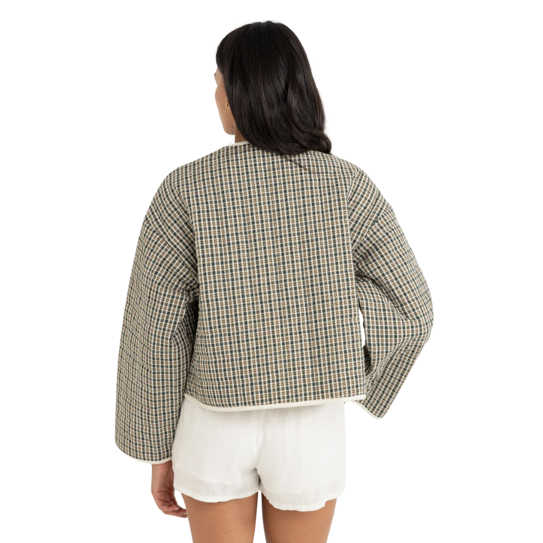 Antibes Plaid Quilted Jacket Olive