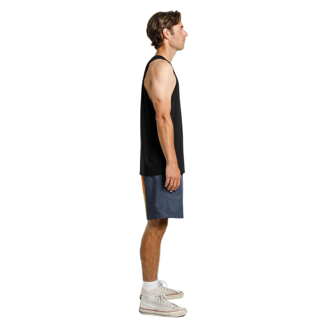 Dad Singlet - Black with Diamond Print