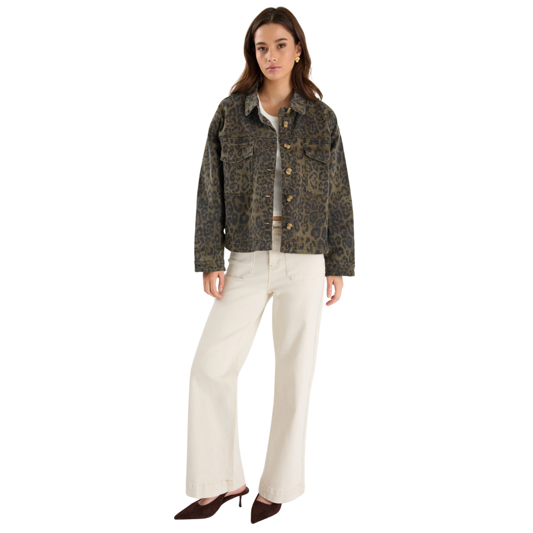 Echo Khaki Animal Denim Jacket