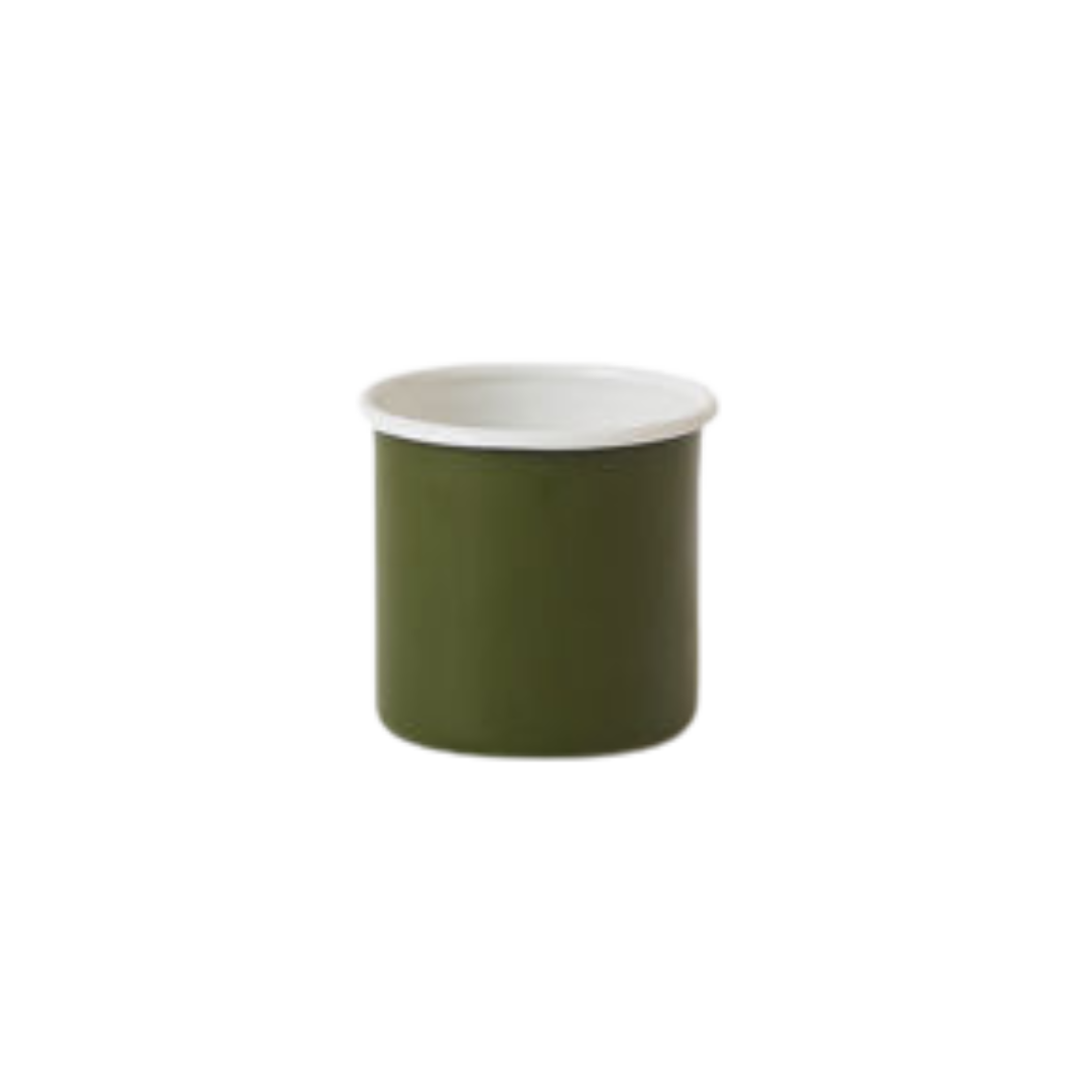 Enamel Utensil Holder - Olive/White