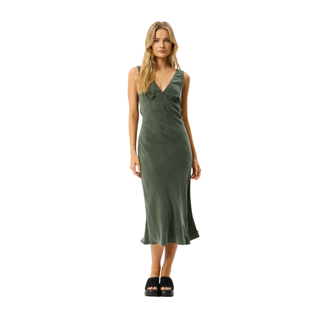 Gia- Cupro Maxi Dress - Deep green