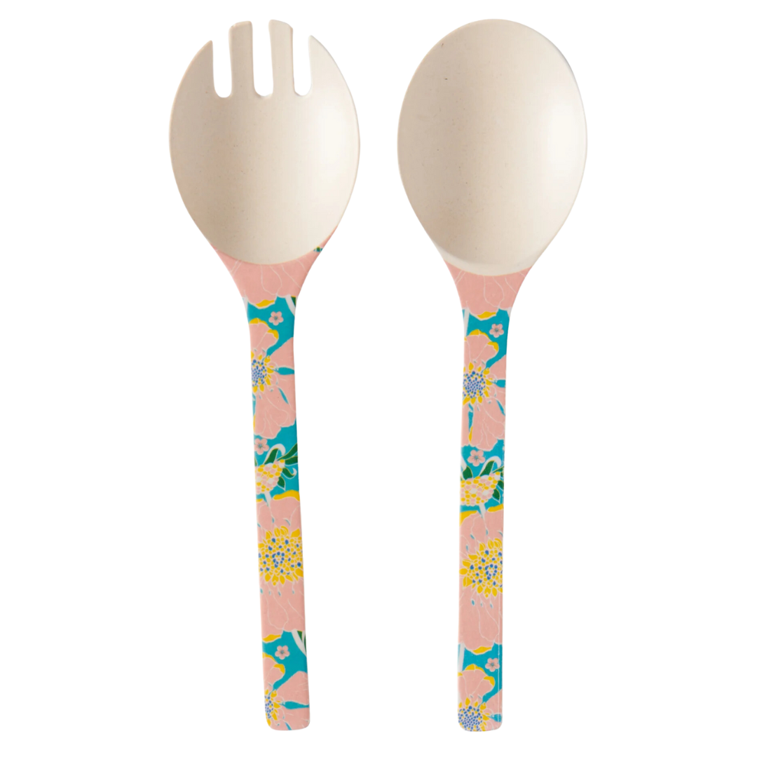Tumbling Flowers Salad Servers Set