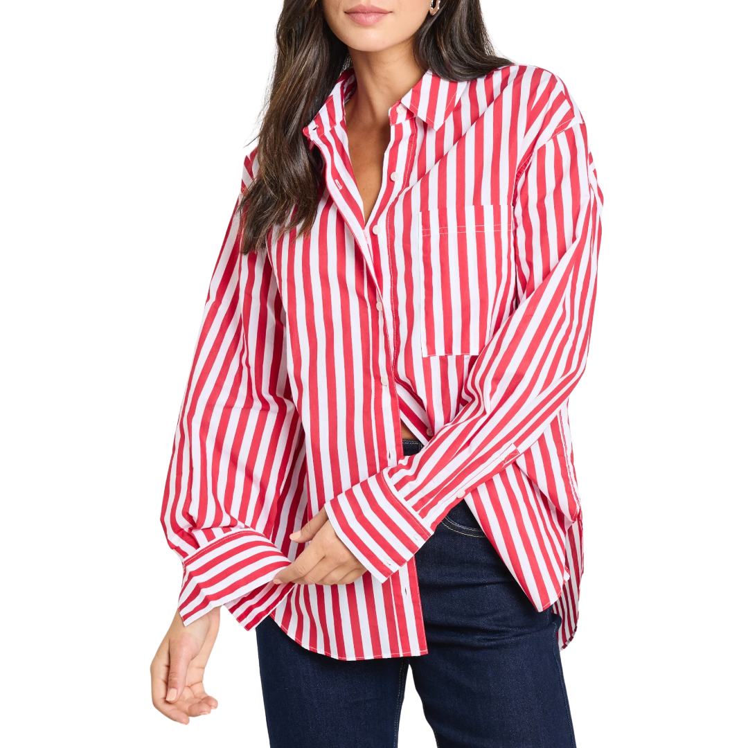 You Got This Red Stripe Oversized Shirt
