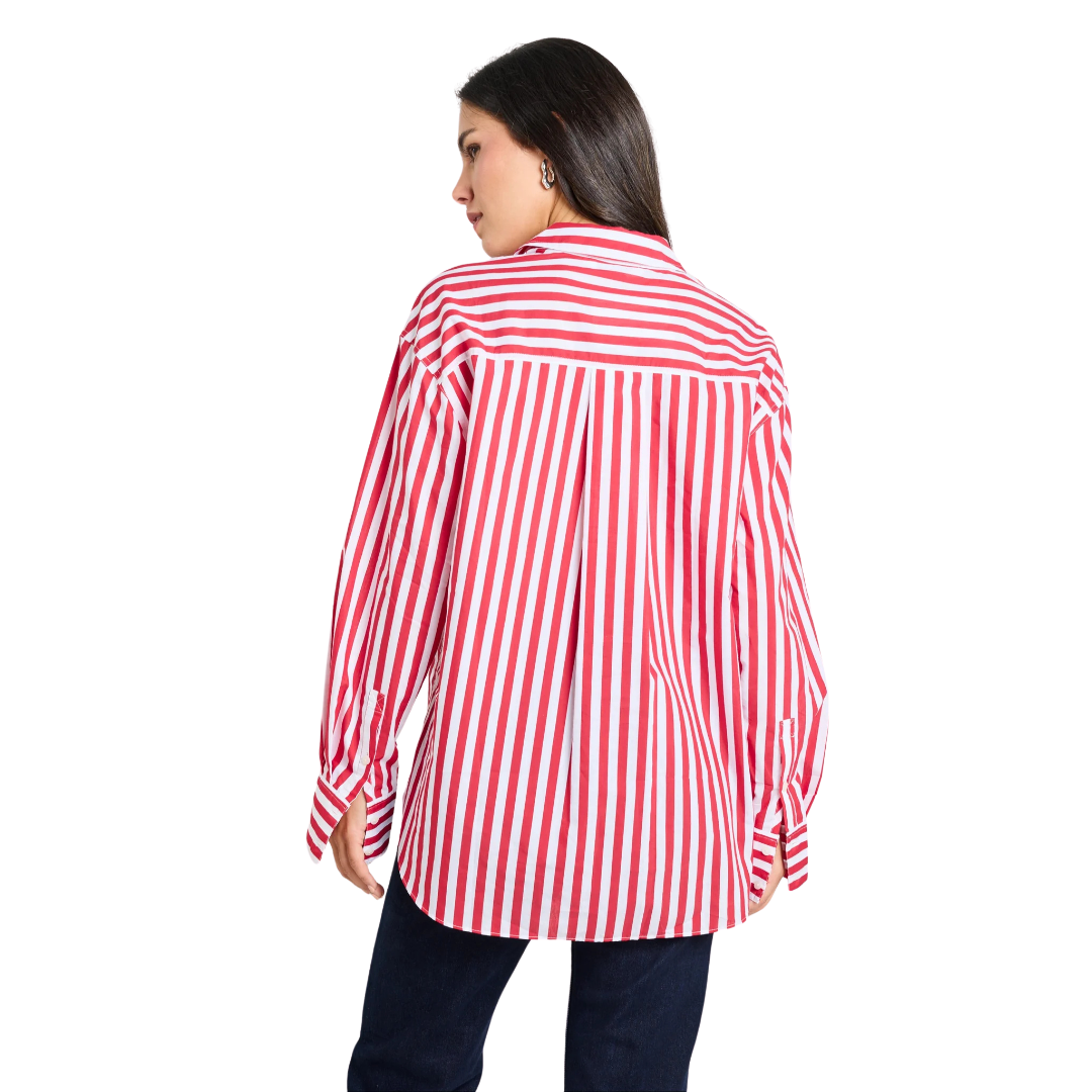 You Got This Red Stripe Oversized Shirt