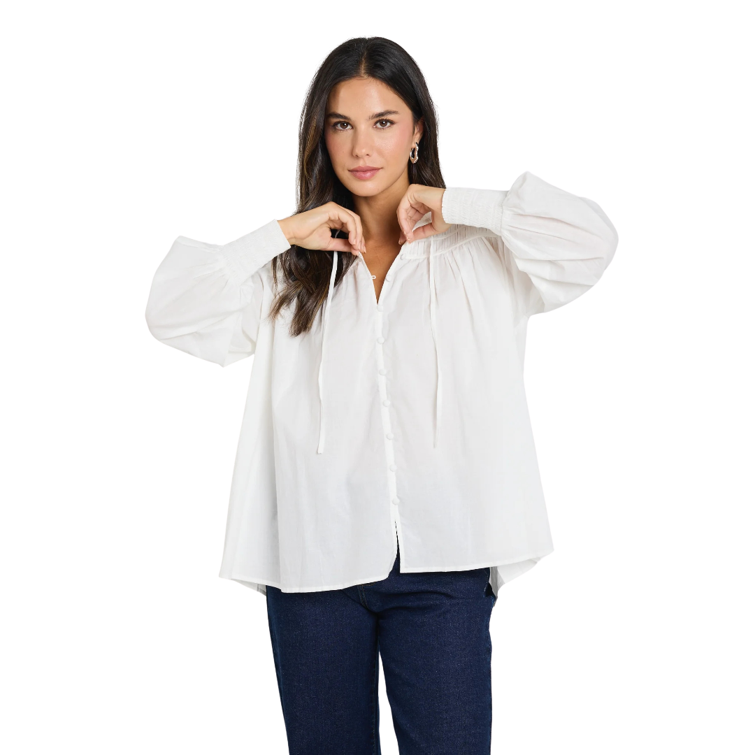 Creator Ivory Voile Pintuck LS Blouse