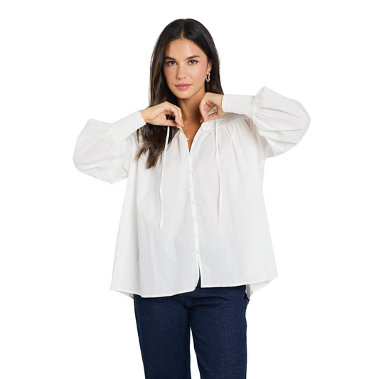 Creator Ivory Voile Pintuck LS Blouse