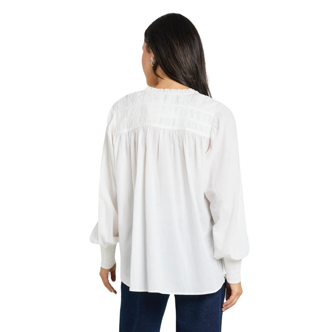 Creator Ivory Voile Pintuck LS Blouse