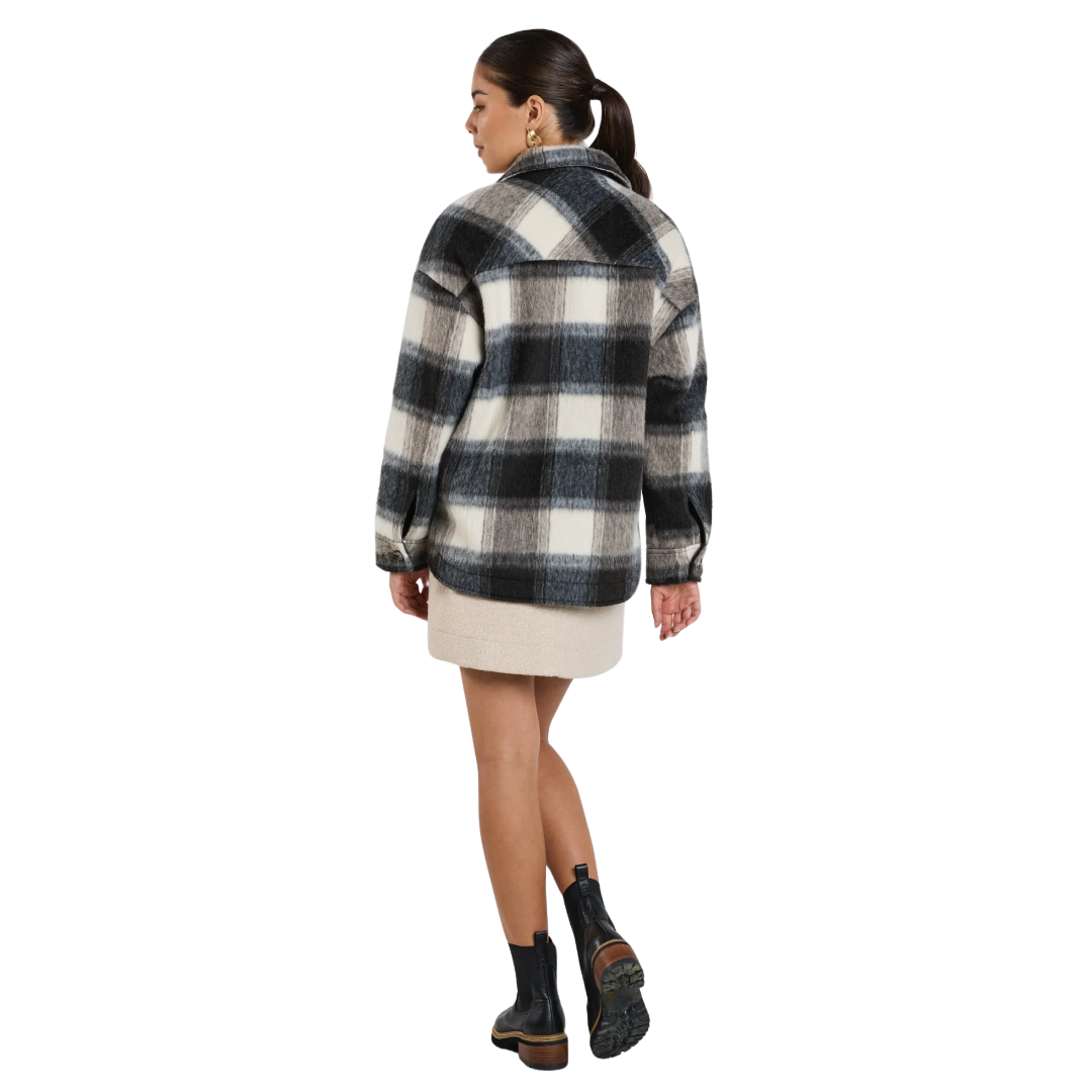 Mindful Charcoal Check Oversized Shacket