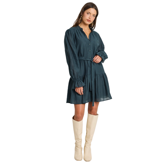Audition Deep Forest Balloon Sleeve Drop Waist Mini Dress