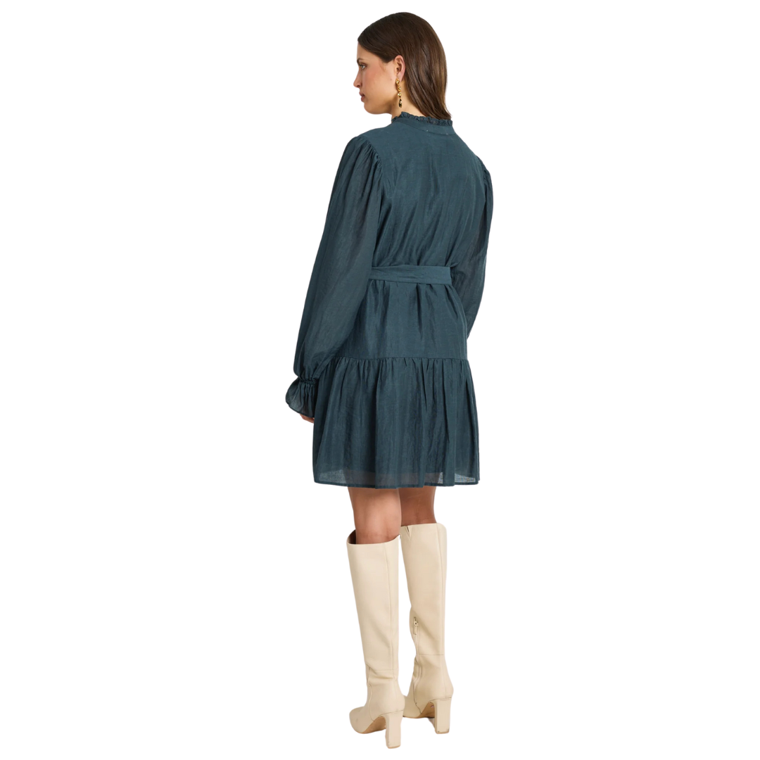 Audition Deep Forest Balloon Sleeve Drop Waist Mini Dress