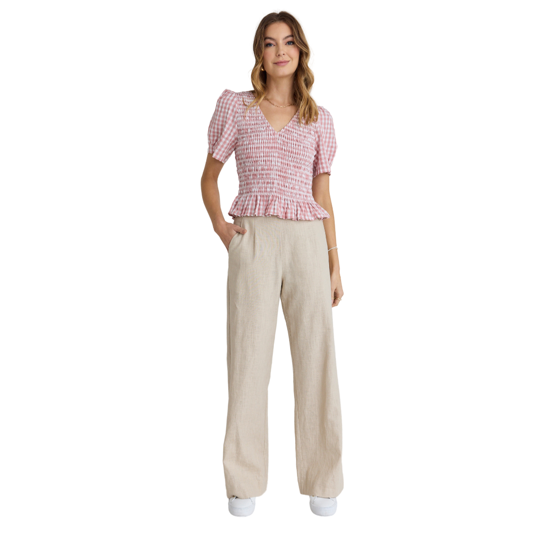 Boardwalk Natural Ramie Extended Waist Pants