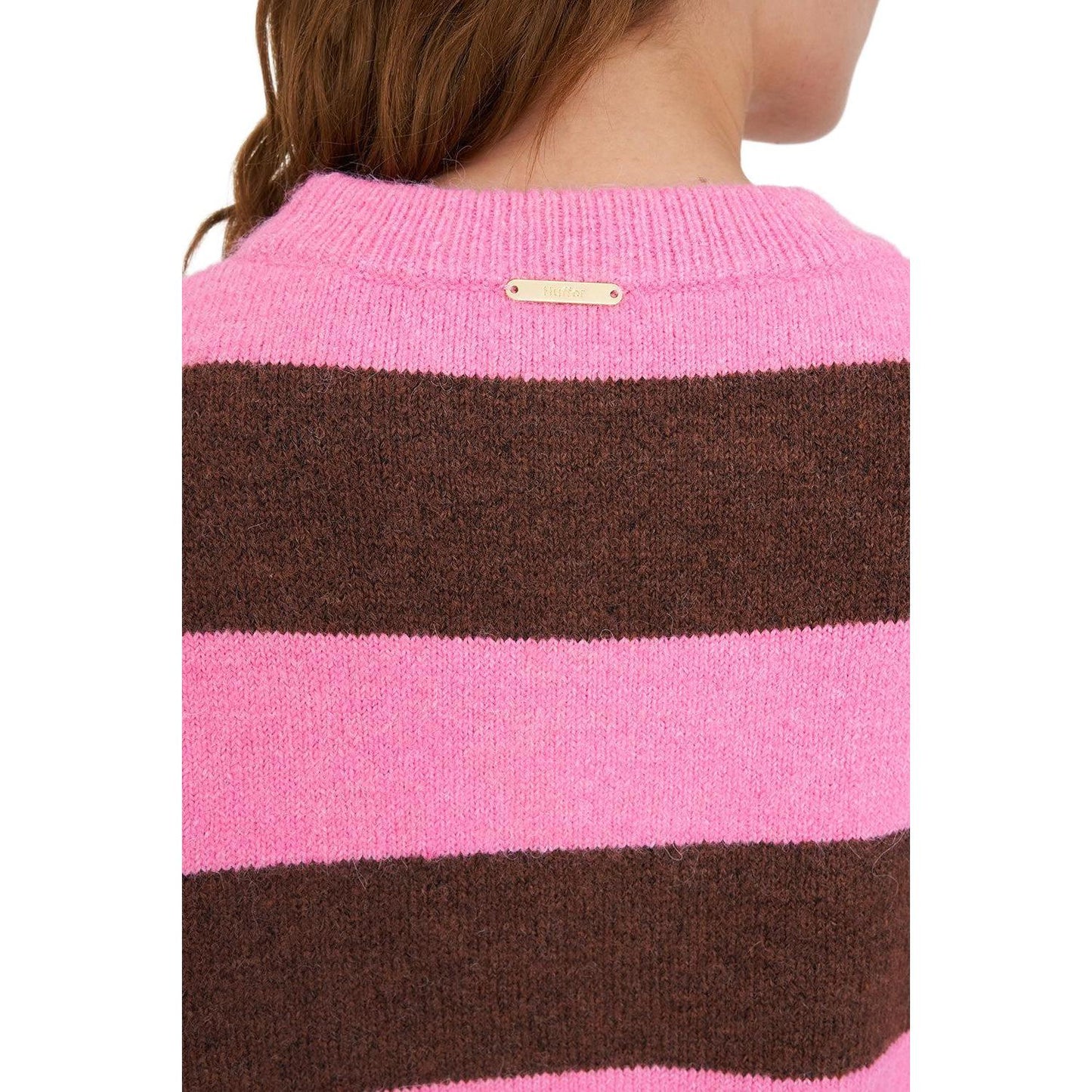 Kenzie Knit Crew Petal/Chestnut