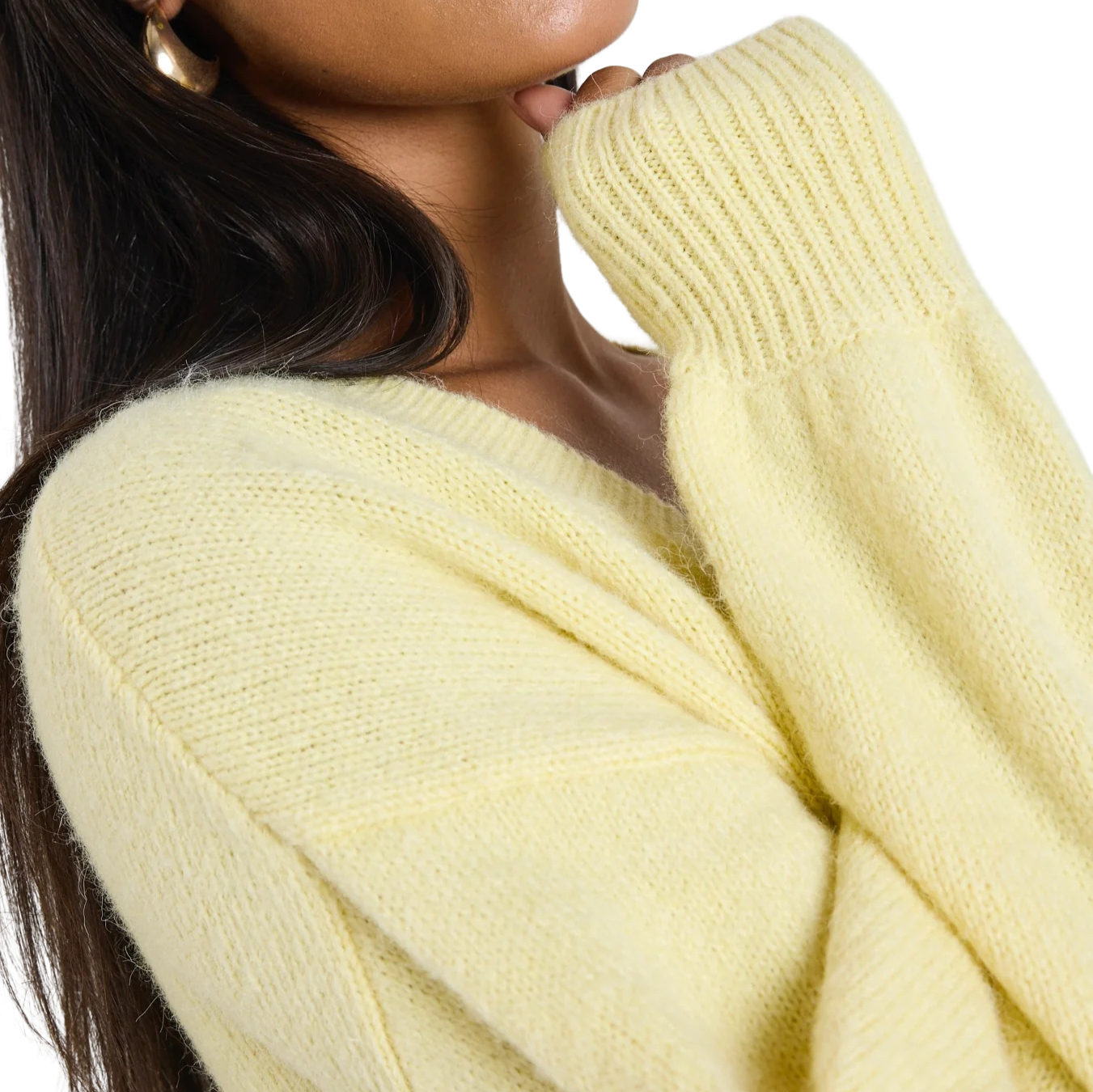 Harvest Butter V Neck Knit Jumper