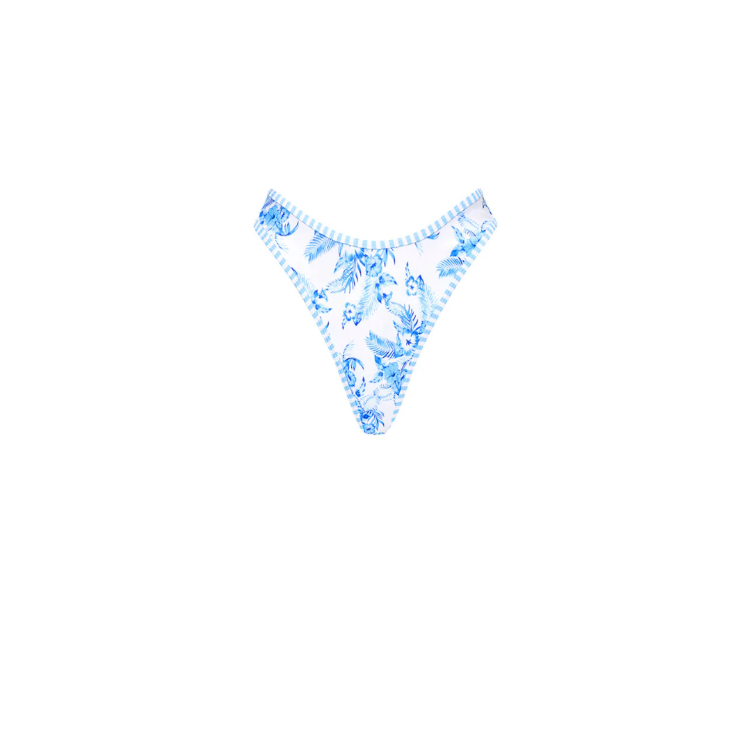 High Leg Thong Bikini Bottom - Vintage Paradise