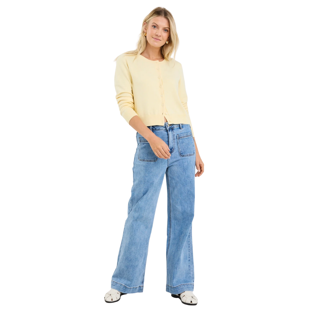 Allegiance Lemon Crewneck Cardigan
