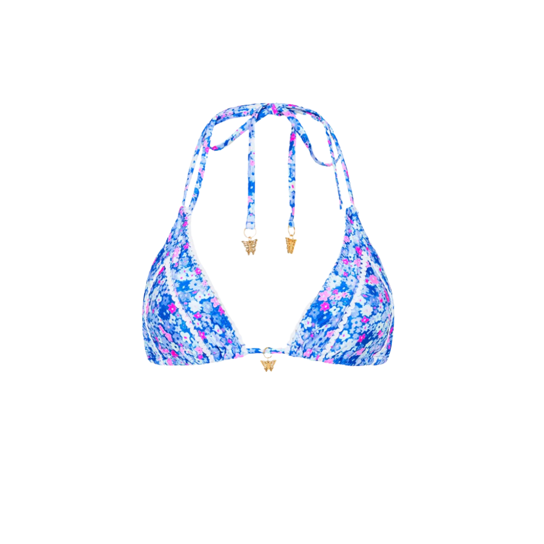 Decorative Panel Halter Bikini Top - Purple Pearls