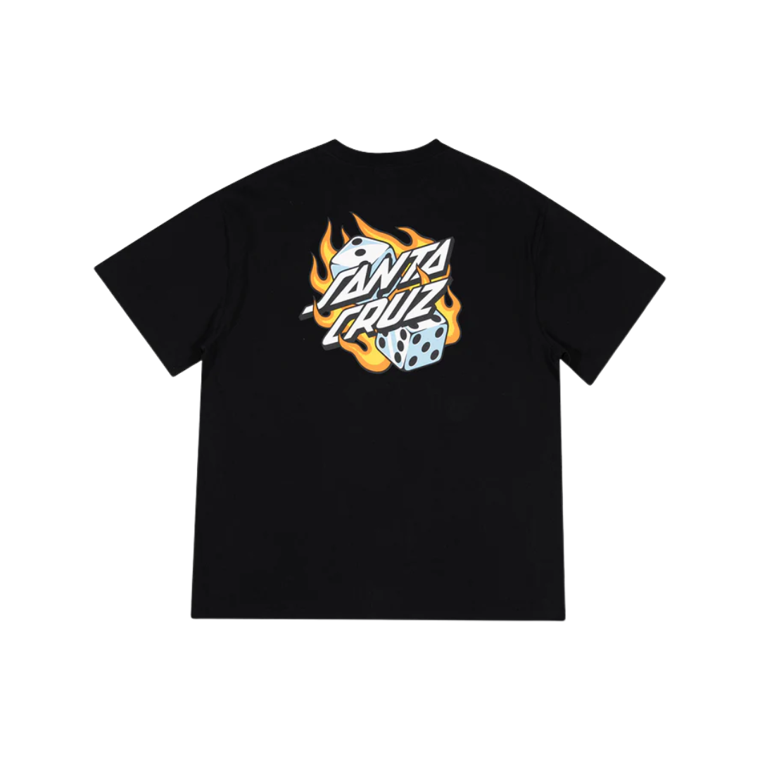 Flaming Dice Dot Flash Tee, Short Sleeve Box Fit Tee - Black