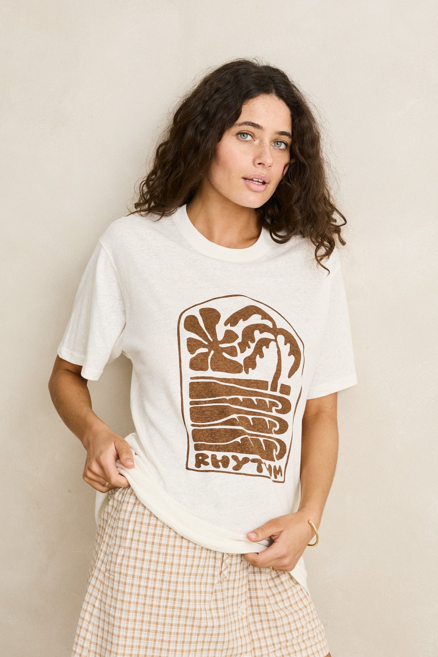 Palm And Sun Oversized T-Shirt - Vintage white