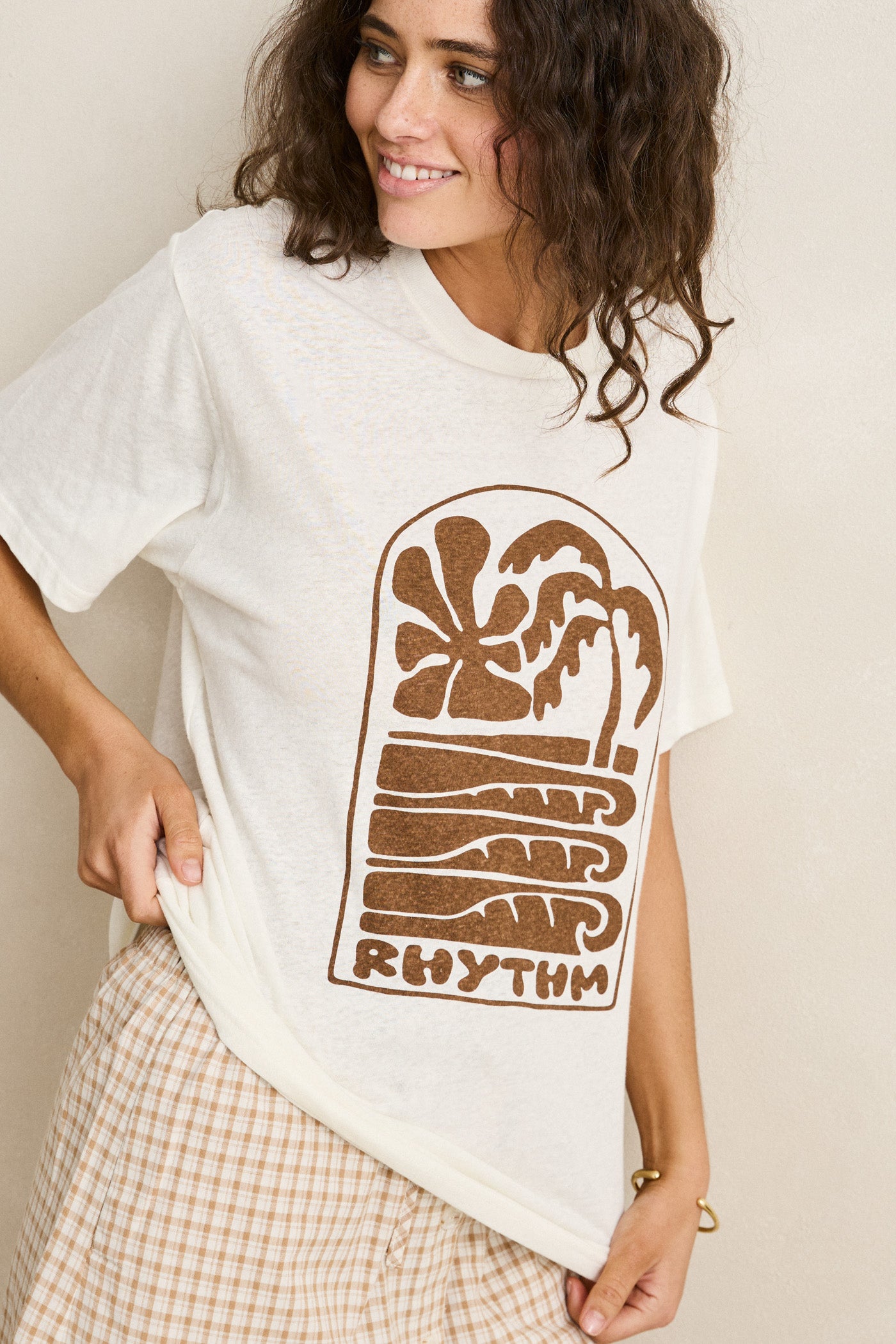 Palm And Sun Oversized T-Shirt - Vintage white