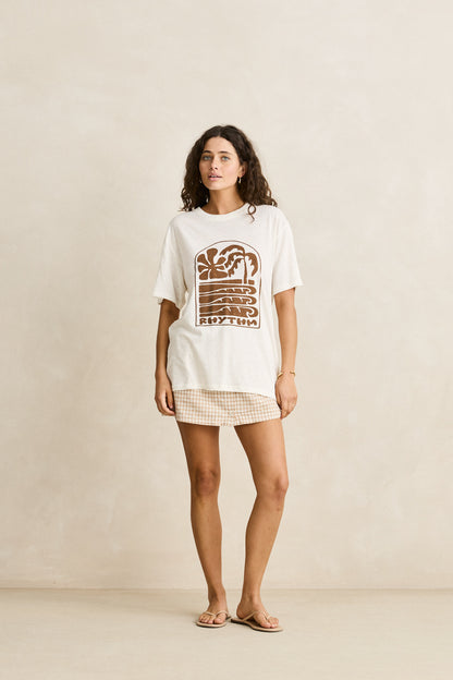 Palm And Sun Oversized T-Shirt - Vintage white
