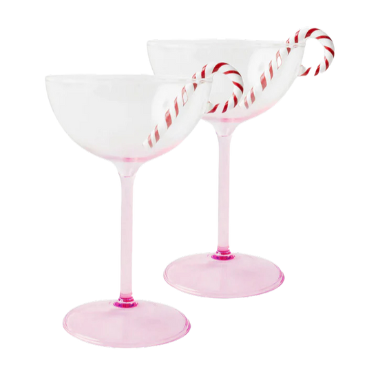 Candy Cane Coupe Glass 2P Set