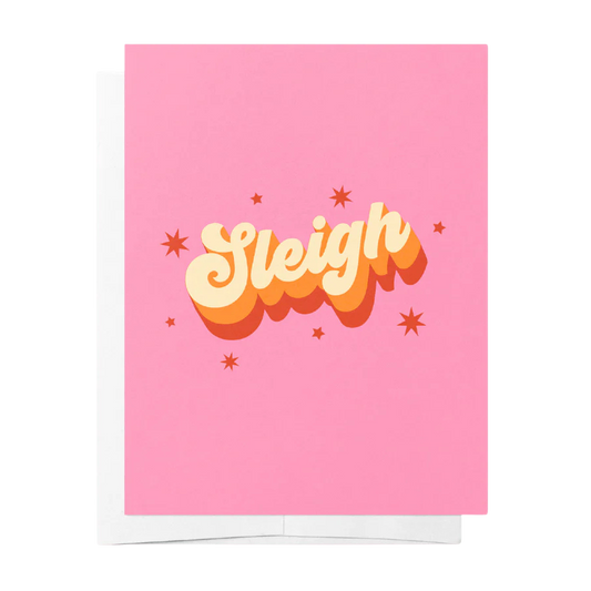 Sleigh - Christmas Card Pink