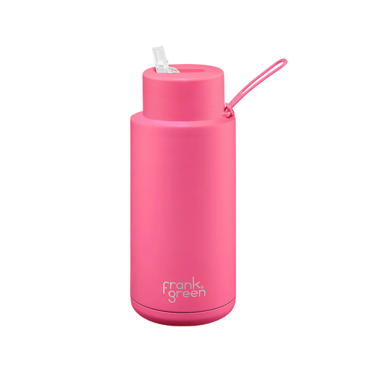 Frank Green Ceramic Reusable Bottle - Neon Pink 1L