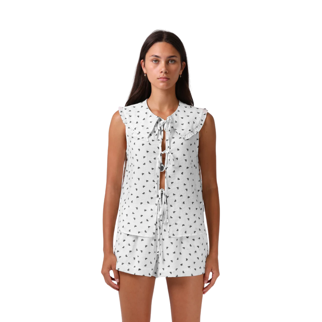 Addison Blouse - White Bows