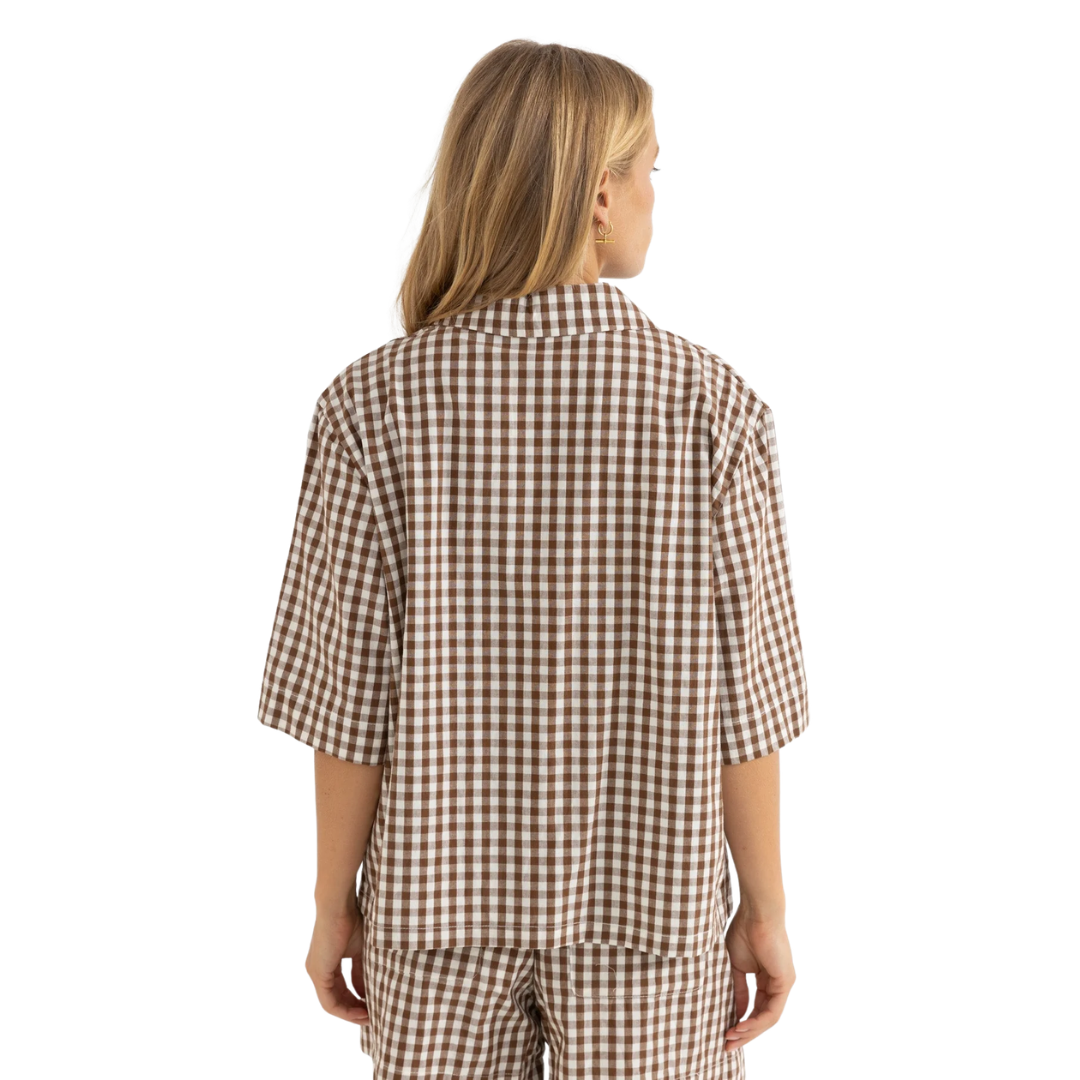 Birdie Gingham Tie Front Top