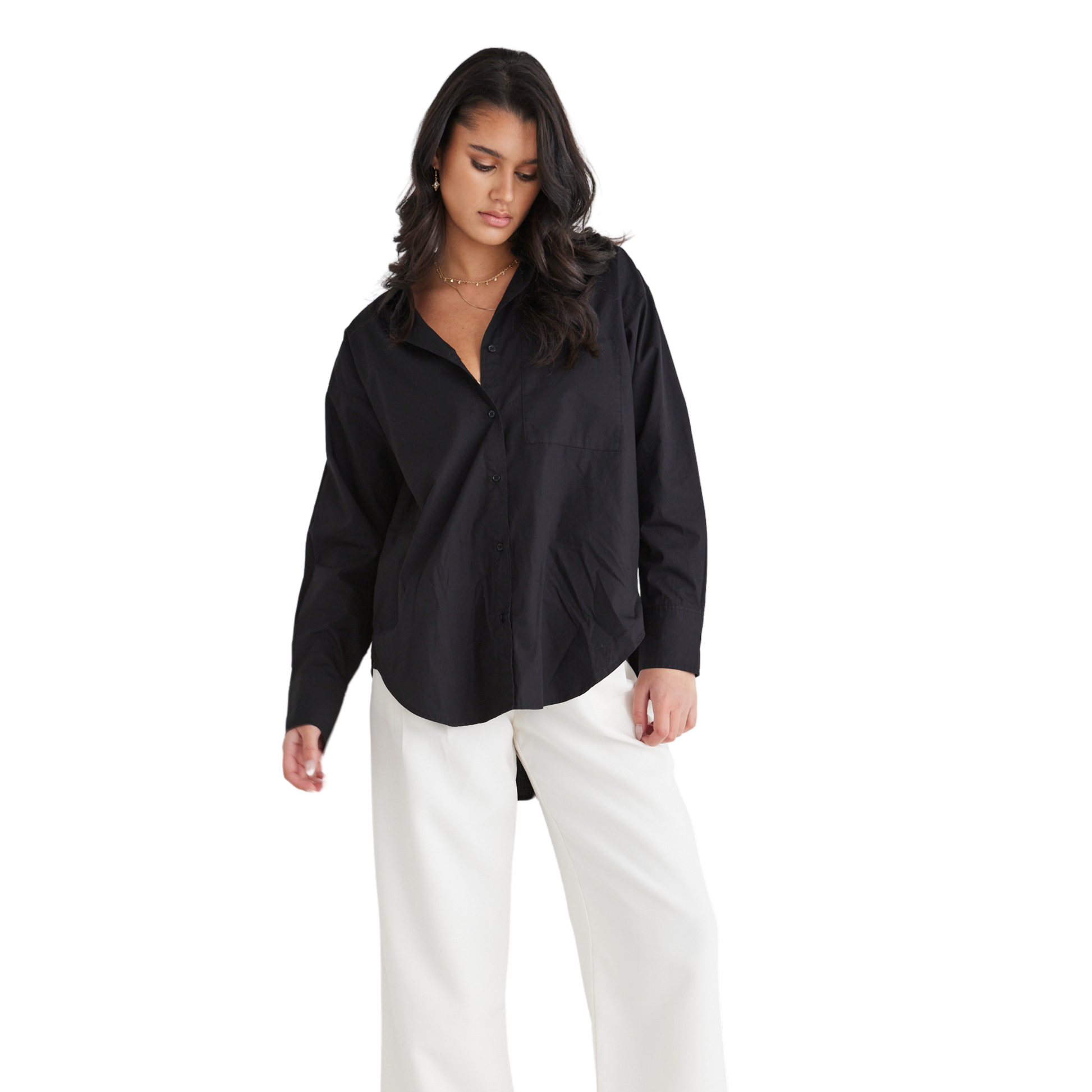 California Black Poplin Oversized Shirt