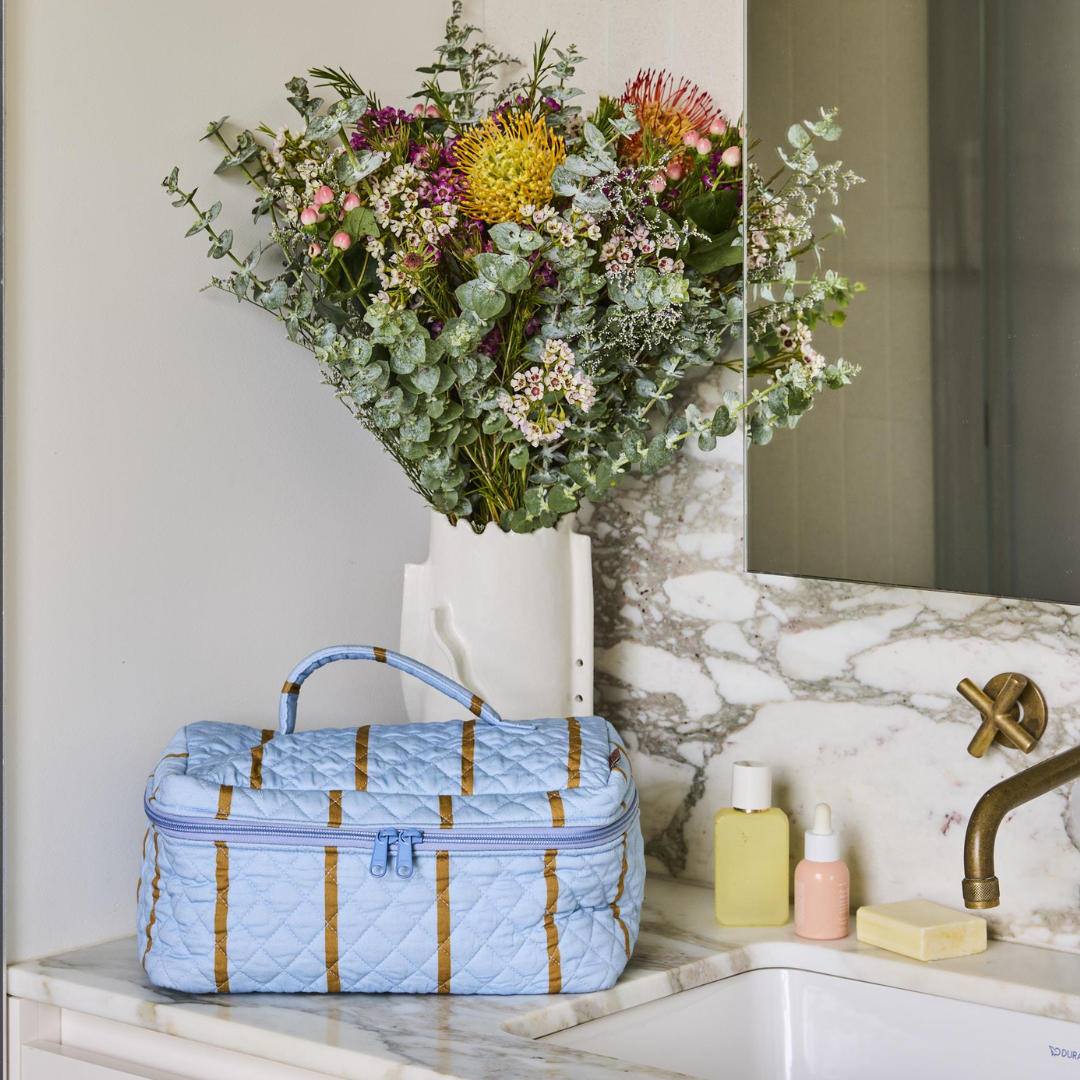 Como Stripe Quilted Cotton Toiletry Case One Size