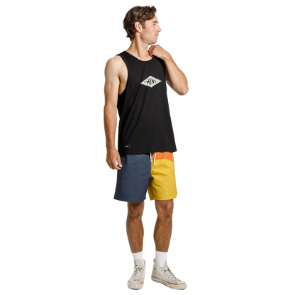 Dad Singlet - Black with Diamond Print