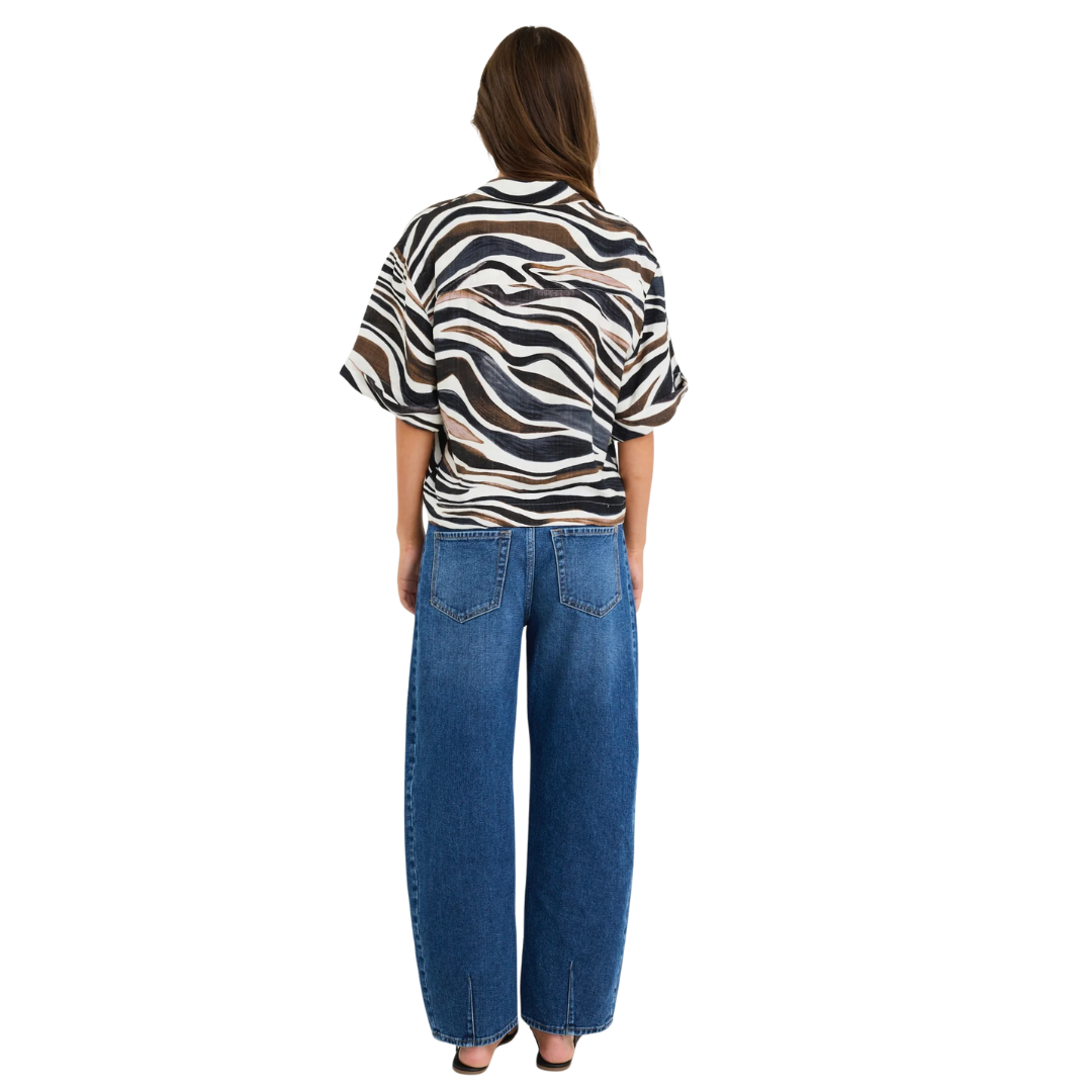 Entangle Chocolate Zebra Boxy SS Shirt / Chocolate Zebra