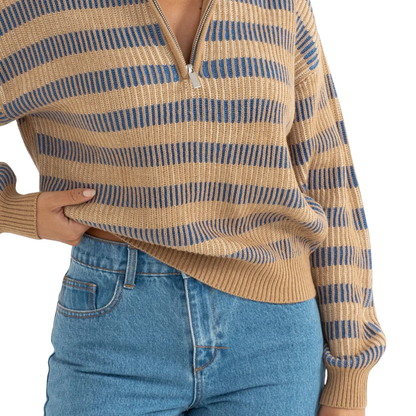 Estelle Quarter Zip Striped Knit