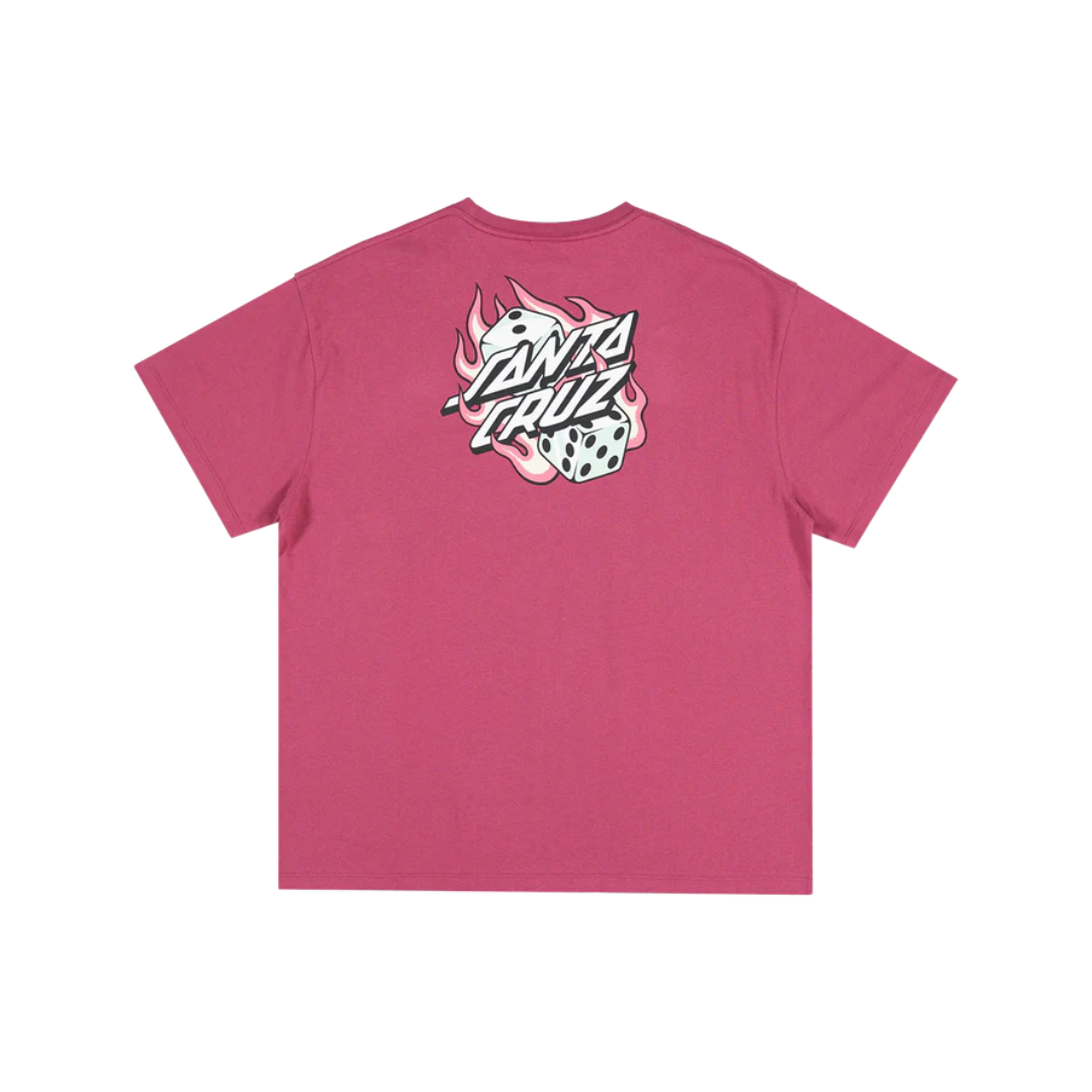 Flaming Dice Dot Flash Women's T-shirt Dusk Pink