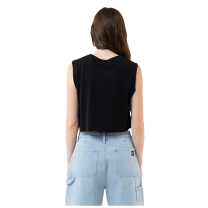 Flaming Dice Dot Front Muscle, Regular Fit Cropped Muscle - Black