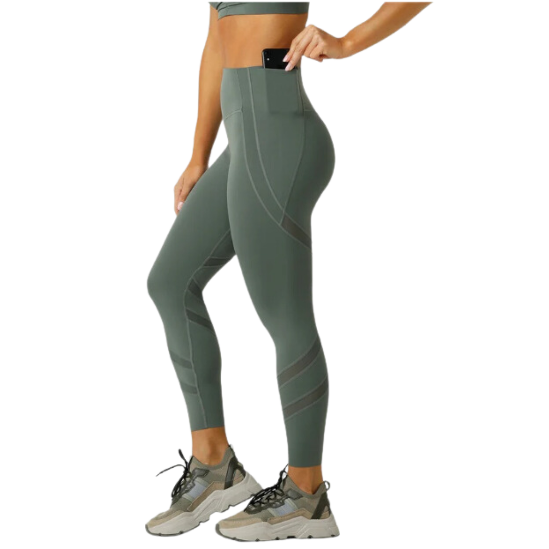 Formation 2-Pocket Recycled Ankle Biter Leggings - Agave Green