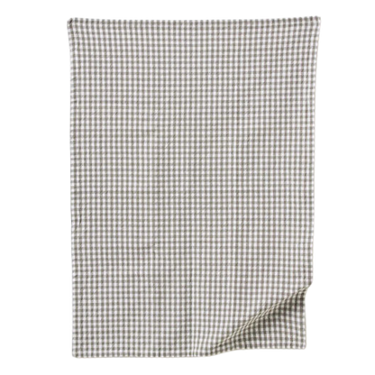 Gingham Washed Cotton Tea Towel - Grey