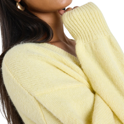 Harvest Butter V Neck Knit Jumper