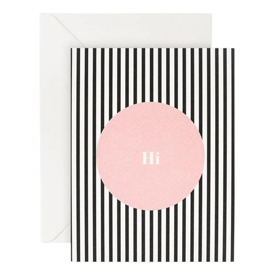 Hi Pink Dot Stripe Greeting Card