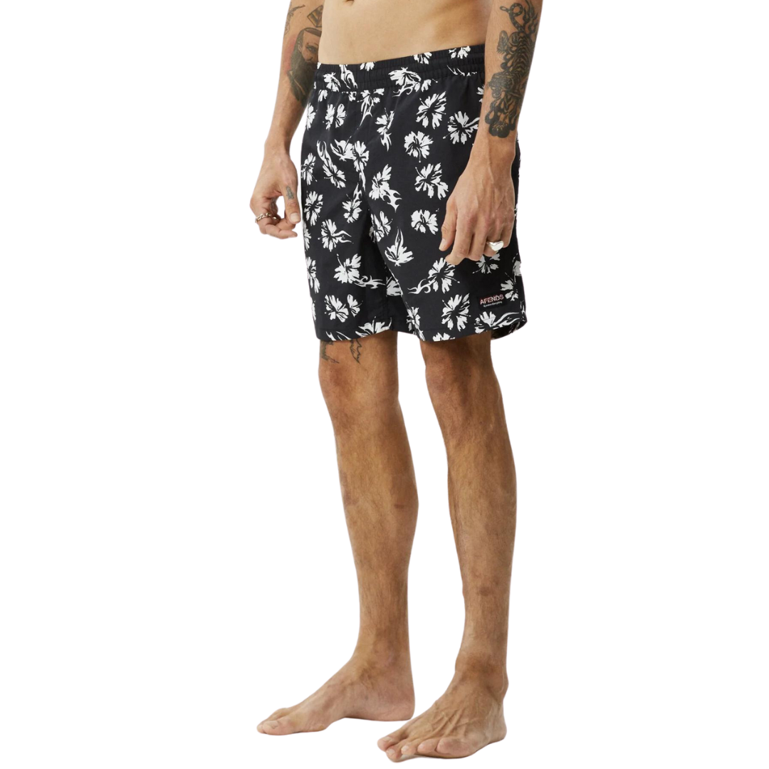 Hibiscus Recycled Swim Short 18" - Black