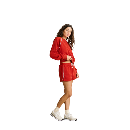 Pipe Polar Fleece Short - Cherry