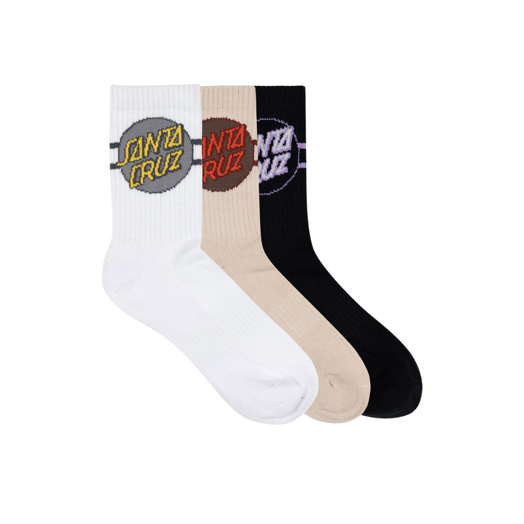 Santa Cruz Other Dot Stripe Crew Sock 3 Pack Natural-White-Off Black