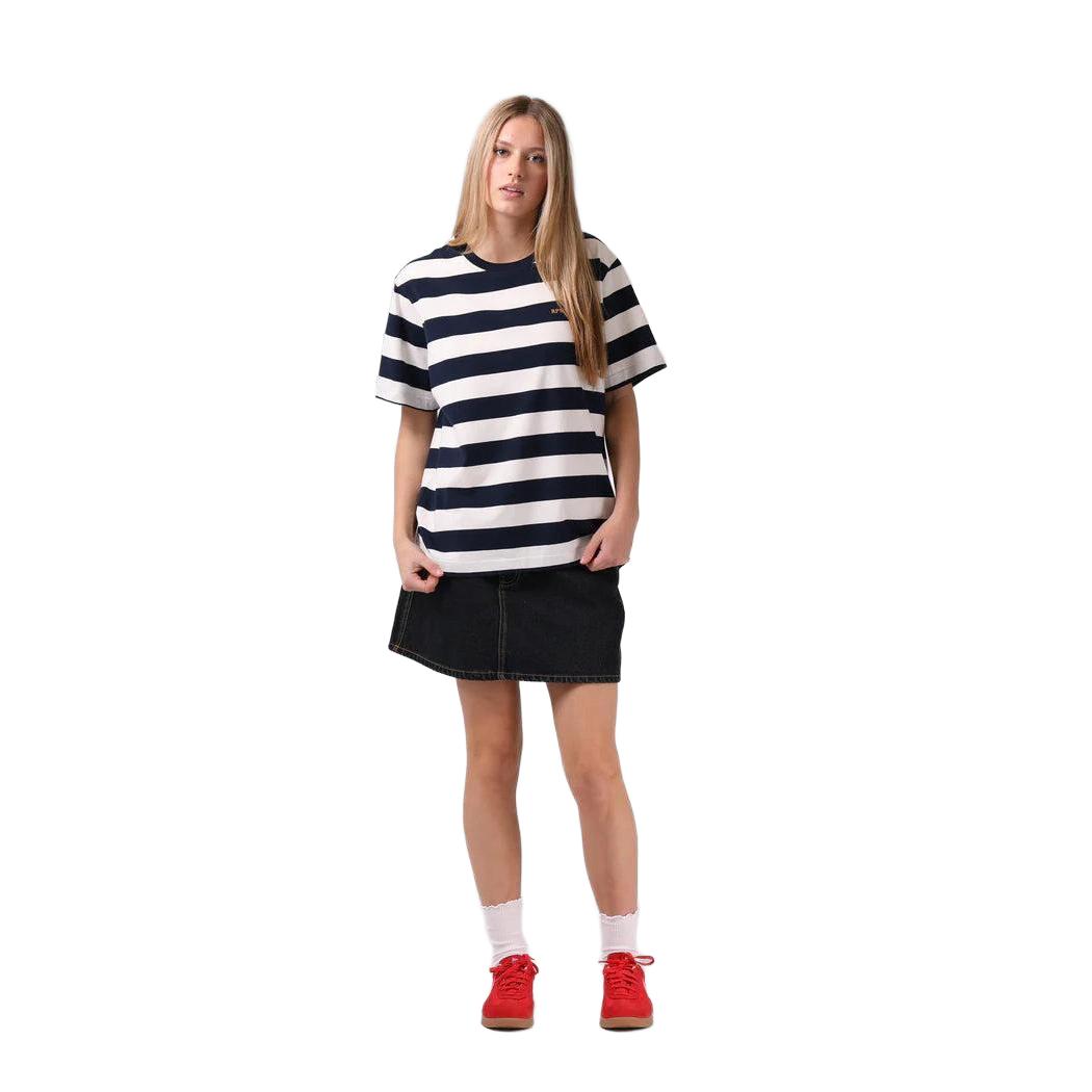 Stripe OS Tee - Navy/White Stripe