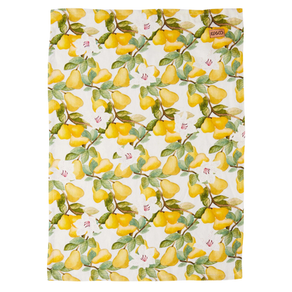 Summer Lily White Linen Tea Towel