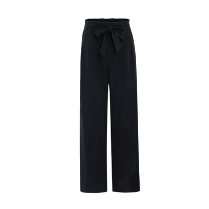 Sydney Black Crepe Wide Leg Tie Belt Pant
