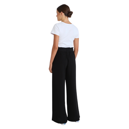 Sydney Black Crepe Wide Leg Tie Belt Pant
